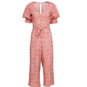 Faithfull‎ The Brand Women 4 Orange & Pink Floral Flower Jumpsuit Romper